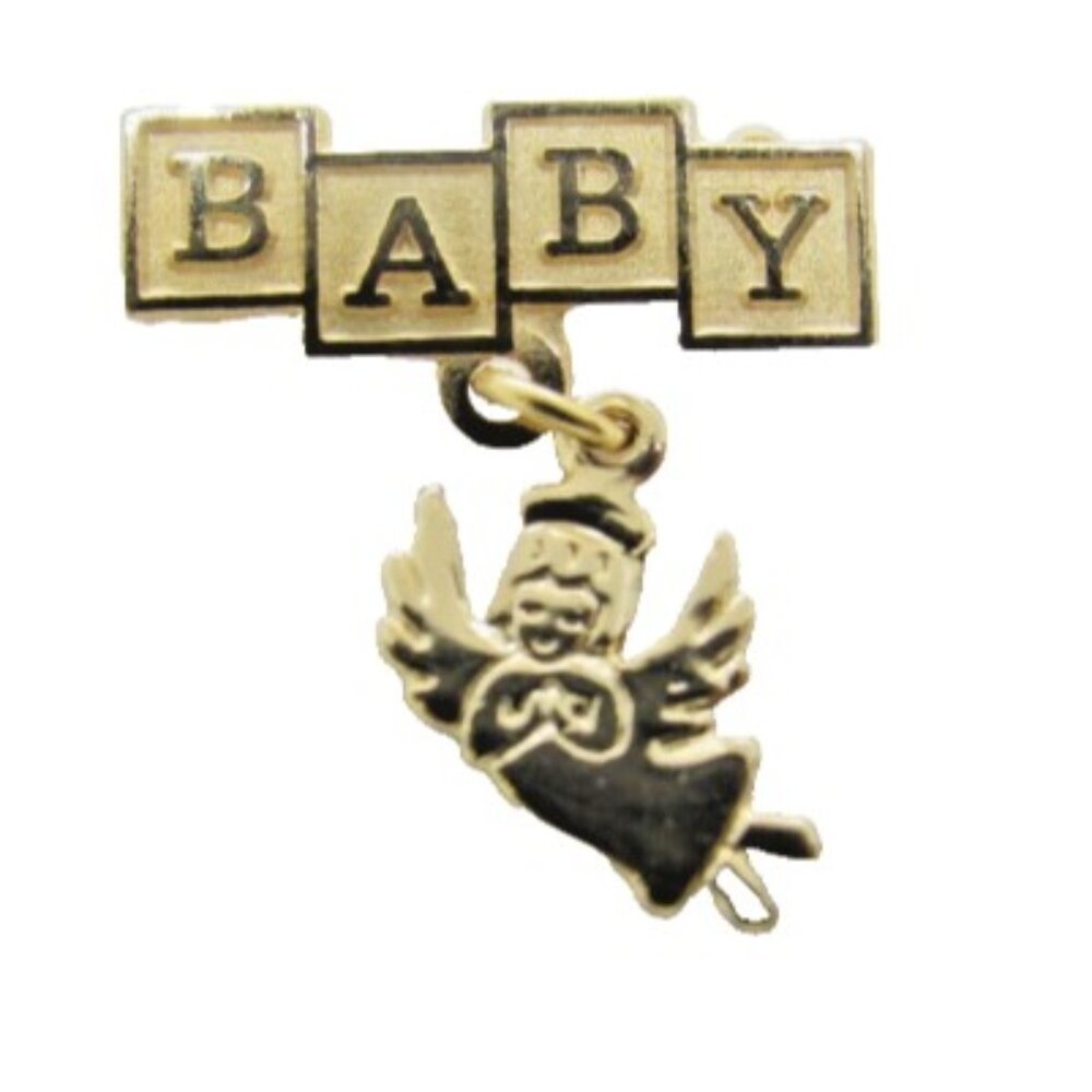 Gold Filled Baby Pin with Beautiful Polished Angel Charm. NWOT